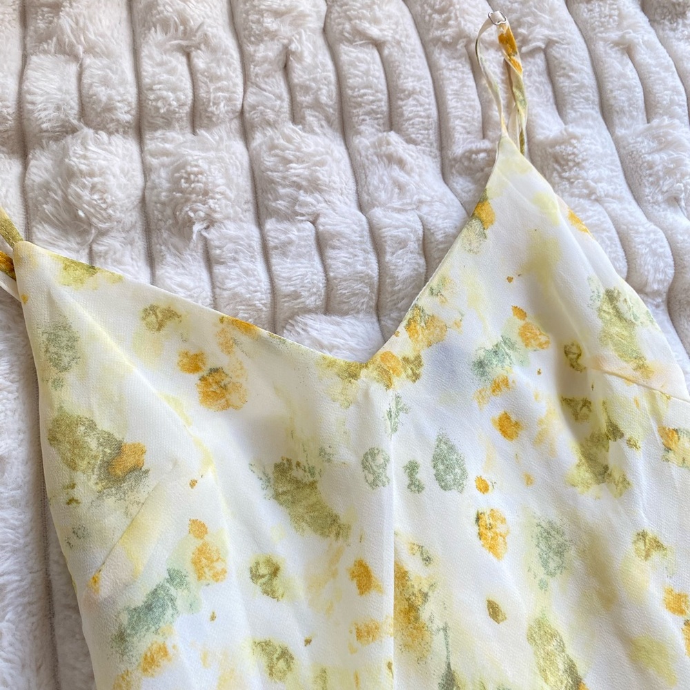 Forever 21 Yellow and Green Maxi Dress with Spaghetti Straps
